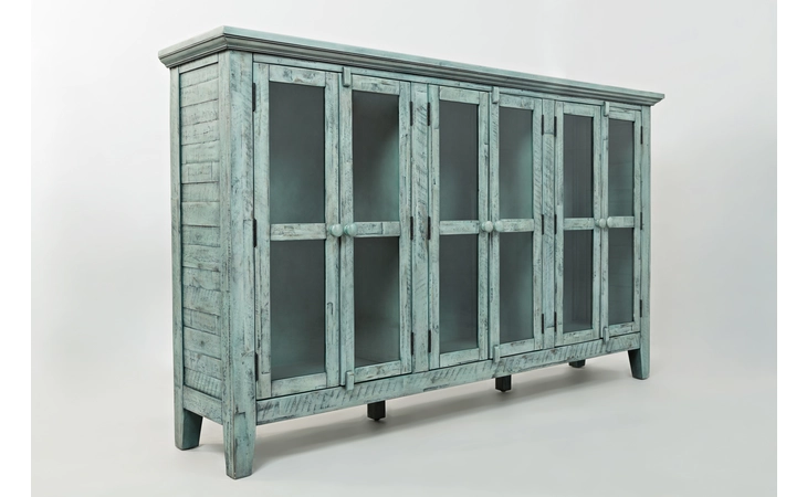 RUSTIC SHORES COLLECTION - ASSEMBLED 6 DOOR HIGH CABINET W/GLASS PANEL DOORS - ASSEMBLED RUSTIC SHORES COLLECTION - ASSEMBLED JOFRAN  1615-70