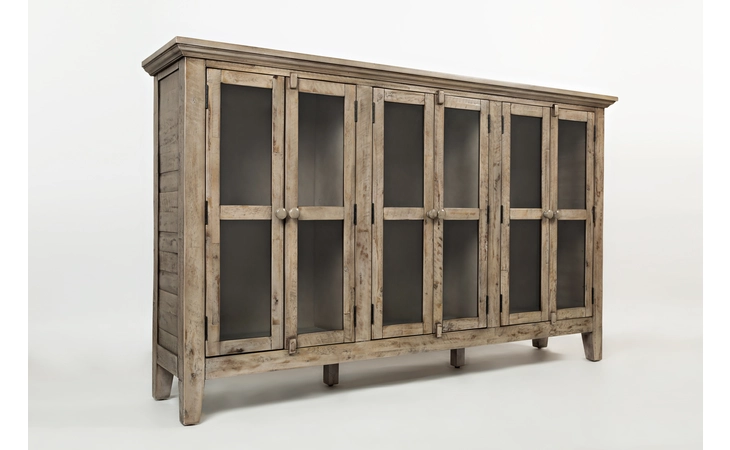 RUSTIC SHORES COLLECTION - ASSEMBLED 6 DOOR HIGH CABINET W/GLASS PANEL DOORS - ASSEMBLED RUSTIC SHORES COLLECTION - ASSEMBLED (CONTAINER $) JOFRAN  1620-70