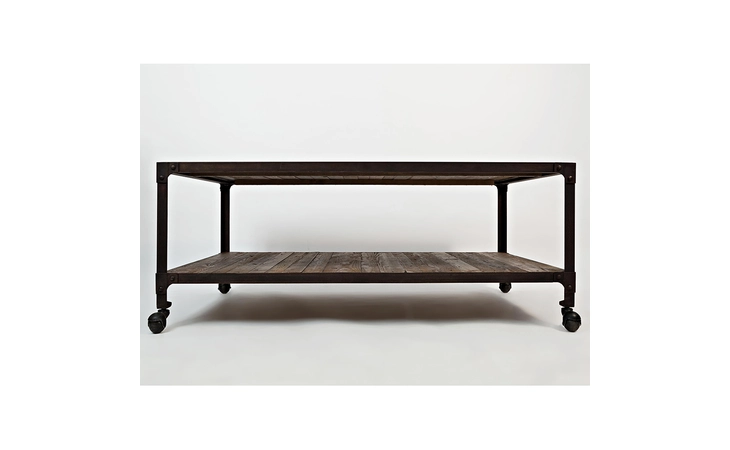 FRANKLIN FORGE COLLECTION INDUSTRIAL COFFEE TABLE W SHELF- CASTERED JOFRAN  1540-1