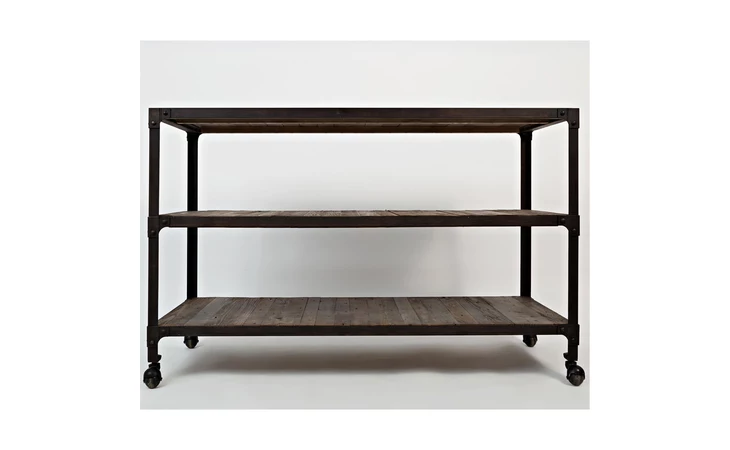 1540-4 FRANKLIN FORGE COLLECTION INDUSTRIAL SOFA TABLE W 2 SHELVES- CASTERED