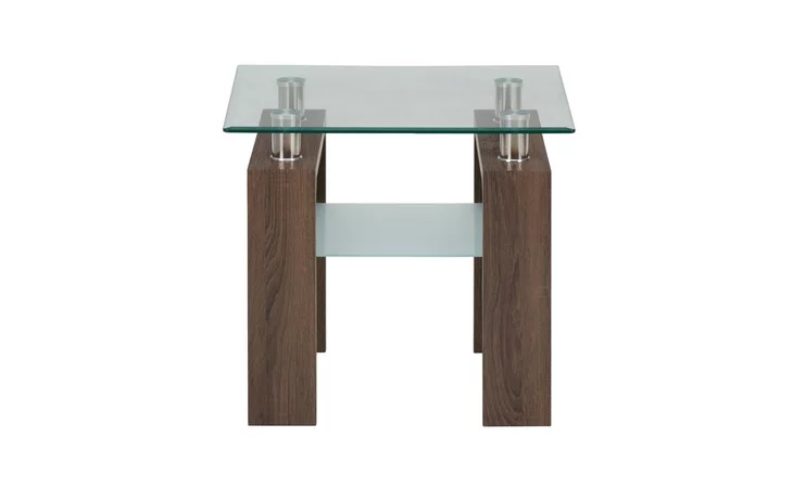 COMPASS FINISH TEMPERED GLASS END TABLE TOP COMPASS FINISH JOFRAN  198-3G