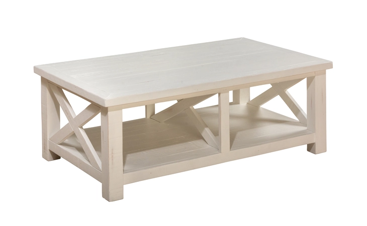 649-1 MADAKET COLLECTION COFFEE TABLE W/'X' MOTIF SIDES, SHELF- CASTERED MADAKET COLLECTION