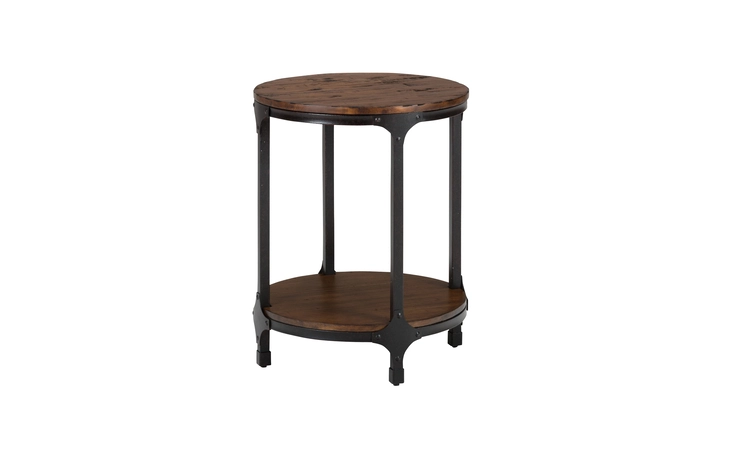 ROUND CHAIRSIDE TABLE W/SHELF URBAN NATURE PINE FINISH JOFRAN URBAN NATURE PINE FINISH  785-6