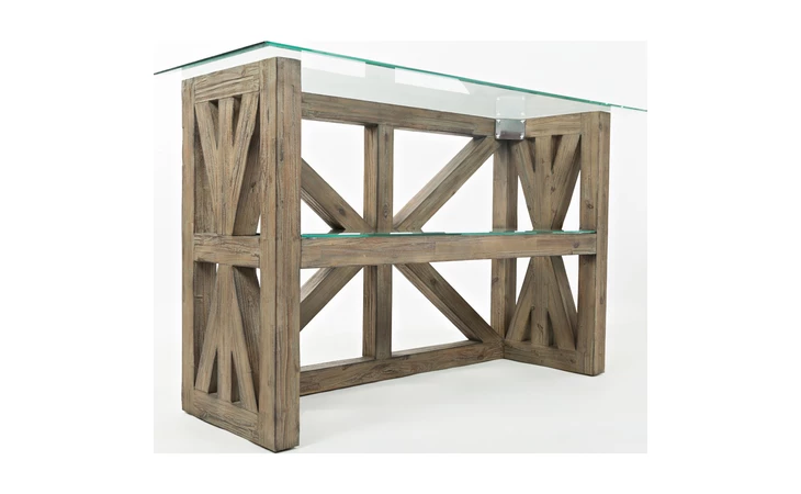 HAMPTON ROAD COLLECTION SOFA TABLE SERVER 8MM TEMPERED GLASS TOP JOFRAN  872-95G