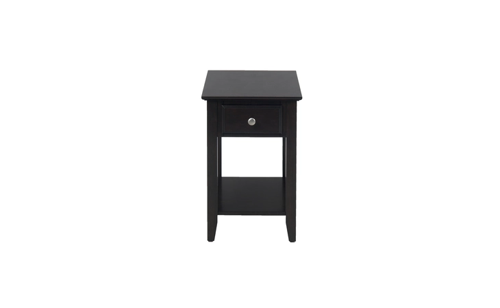 1037-7 ESPRESSO FINISH CHAIRSIDE TABLE W/SHELF, DRAWER ESPRESSO FINISH