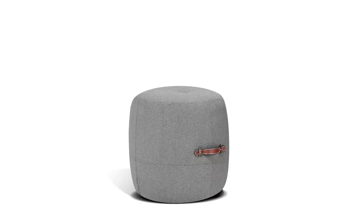 STB750813 ALTO DRUM STOOL WOOLRICH HEATHER, BRASS FASTENERS KORSON  STB750813