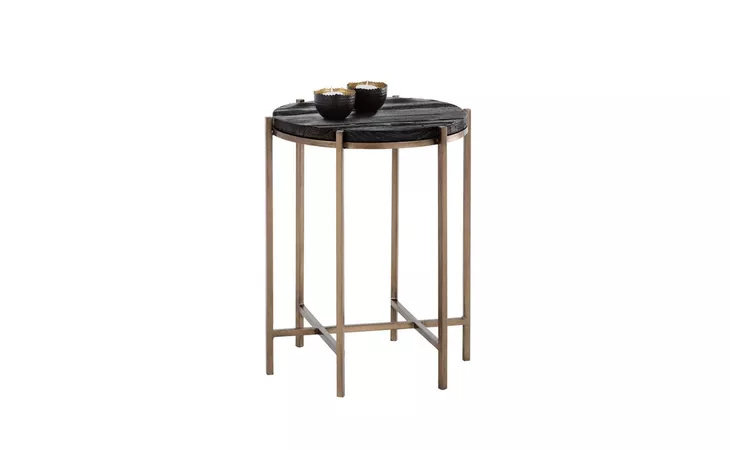 ROHAN ROHAN END TABLE - ANTIQUE BRASS - DARK BROWN SUNPAN  102068