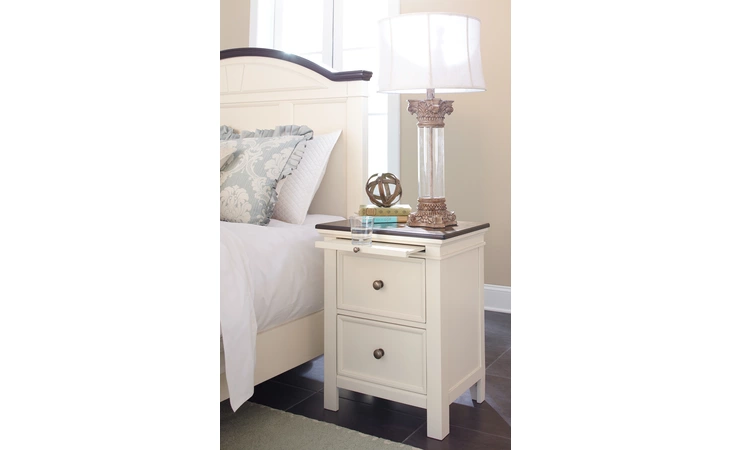 B623-92 Woodanville - White/Brown TWO DRAWER NIGHT STAND