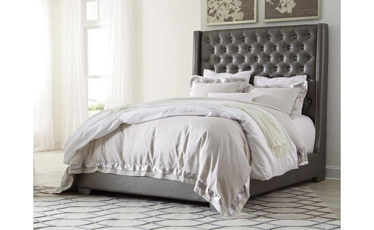 Coralayne CAL KING UPH FOOTBOARD W/RAILS ASHLEY Silver B650-95