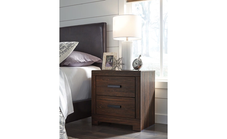 B071-92 ARKALINE - BROWN TWO DRAWER NIGHT STAND