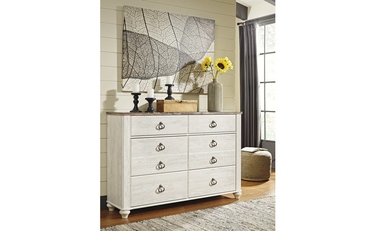 Willowton SIX DRAWER DRESSER ASHLEY Whitewash B267-31
