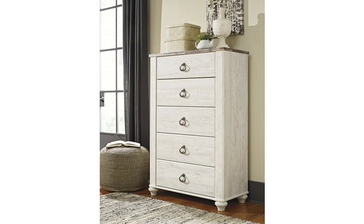 Willowton FIVE DRAWER CHEST ASHLEY Whitewash B267-46