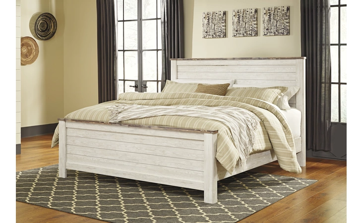Willowton KING PANEL RAILS ASHLEY Whitewash B267-99