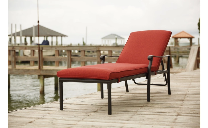 TANGLEVALE - BURNT ORANGE CHAISE LOUNGE WITH CUSHION ASHLEY  P557-815