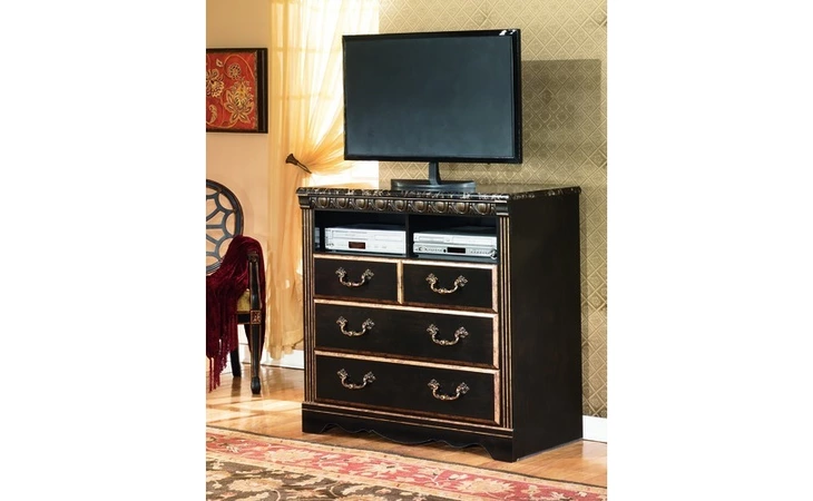 COAL CREEK - DARK BROWN MEDIA CHEST-MASTER BEDROOM-COAL CREEK ASHLEY  B175-39