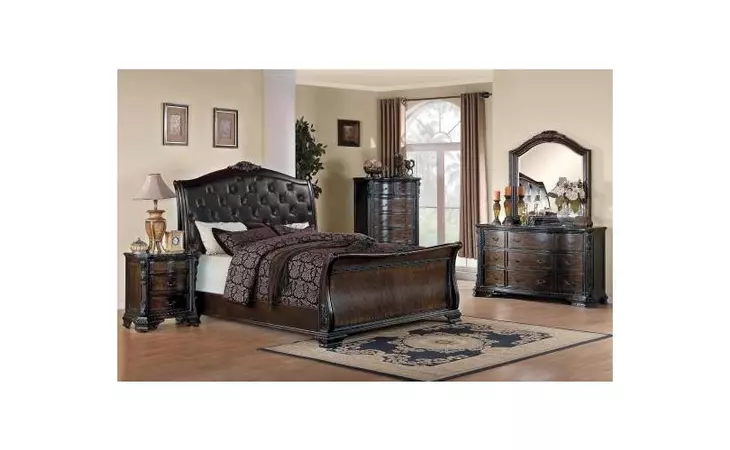 202261KW-S4  MADDISON BROWN CHERRY CALIFORNIA KING FOUR-PIECE BEDROOM SET
