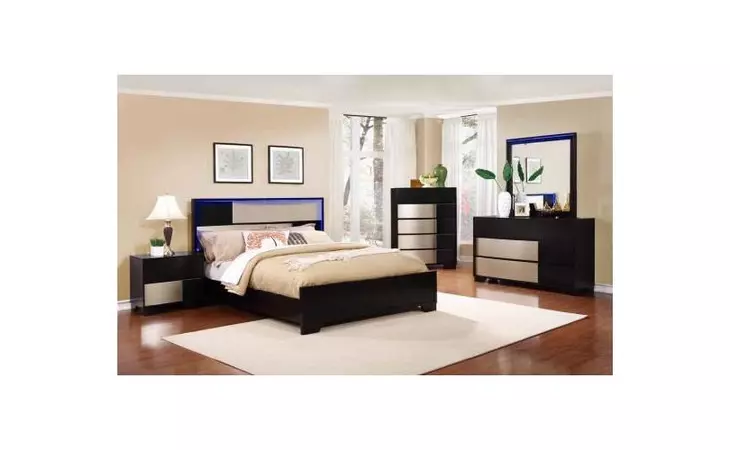 204781Q  QUEEN BED (BLACK & STERLING)