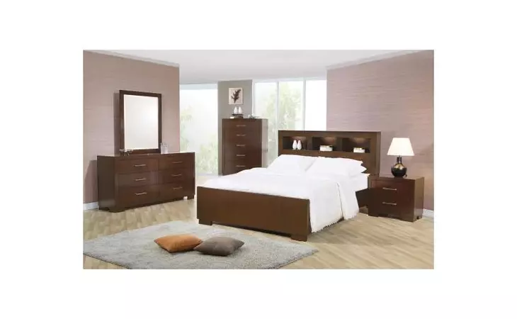 200719KW-S4  JESSICA DARK CAPPUCCINO CALIFORNIA KING FOUR-PIECE BEDROOM SET WITH STORAGE BED