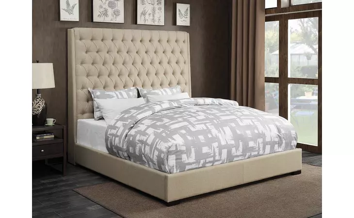 300722KW  CAMILLE CREAM UPHOLSTERED CALIFORNIA KING BED