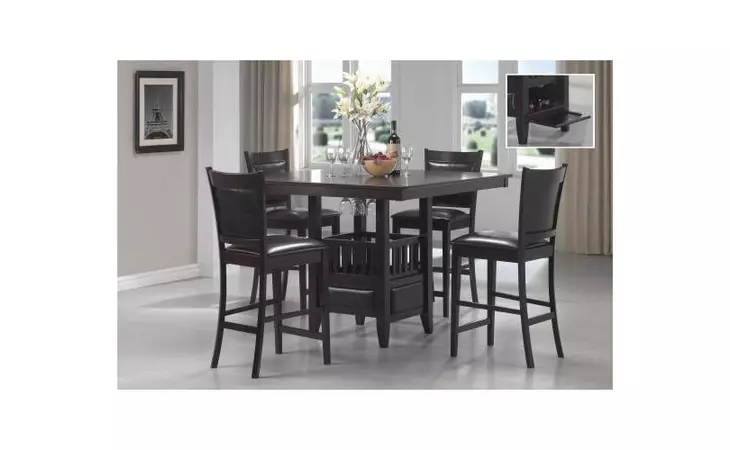100958-S5  JADEN TRANSITIONAL CAPPUCCINO FIVE-PIECE COUNTER-HEIGHT DINING SET
