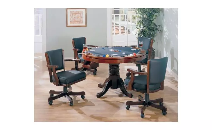 100201-S5  MITCHELL THREE-IN-ONE GAME TABLE AND FOUR ARM CHAIRS