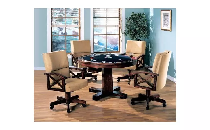 100171-S5  MARIETTA CASUAL TOBACCO DINING GAME TABLE AND FOUR CHAIRS
