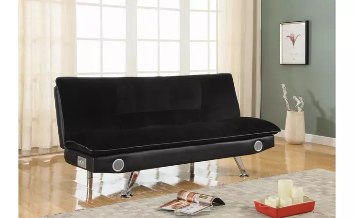 500187 ODEL UPHOLSTERED SOFA BED WITH BLUETOOTH SPEAKERS BLACK COASTER  500187