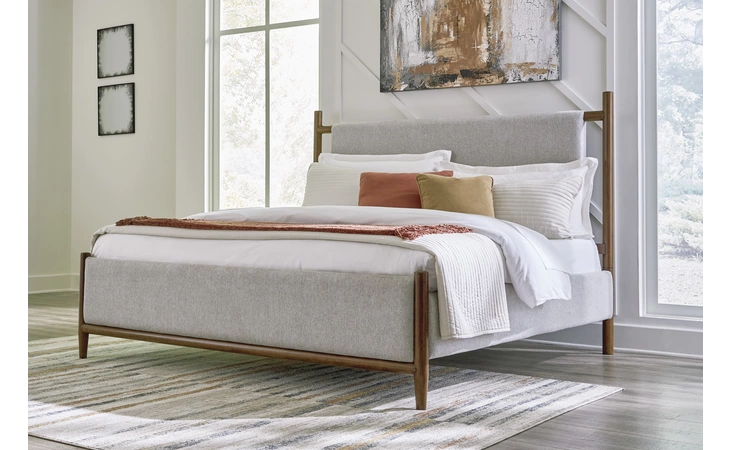 Lyncott QUEEN/KING UPH RAILS ASHLEY FURNITURE Brown B615-97