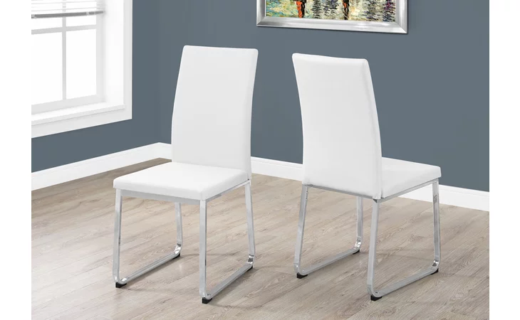 I1093  DINING CHAIR - 2PCS - 38 H - WHITE LEATHER-LOOK - CHROME