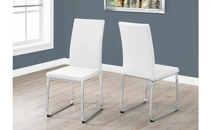 I1093 DINING CHAIR - 2PCS - 38 H - WHITE LEATHER-LOOK - CHROME MONARCH SPECIALTIES  I1093