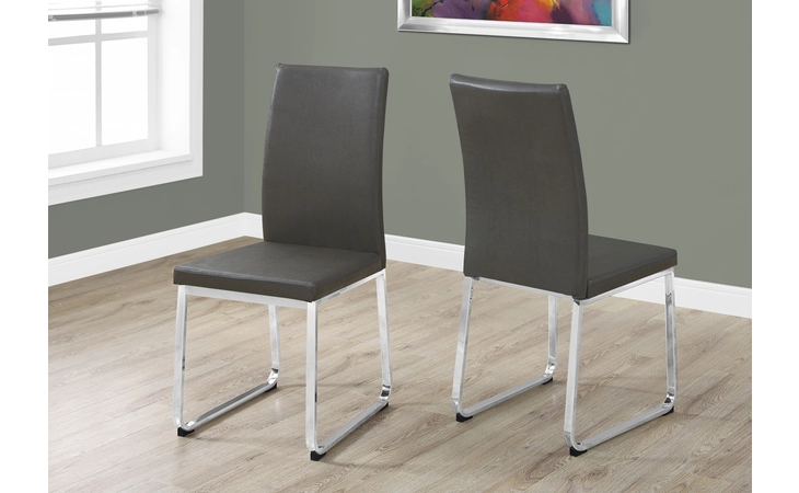 I1094 DINING CHAIR - 2PCS - 38 H - GREY LEATHER-LOOK - CHROME MONARCH SPECIALTIES  I1094