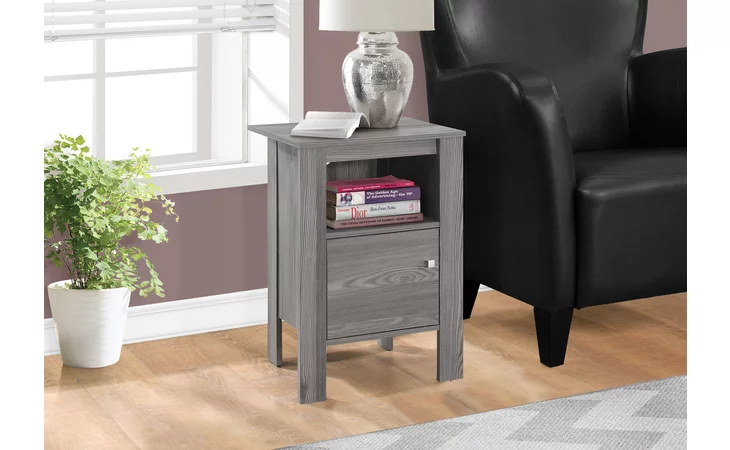 I2138 ACCENT TABLE - GREY NIGHT STAND WITH STORAGE MONARCH SPECIALTIES  I2138