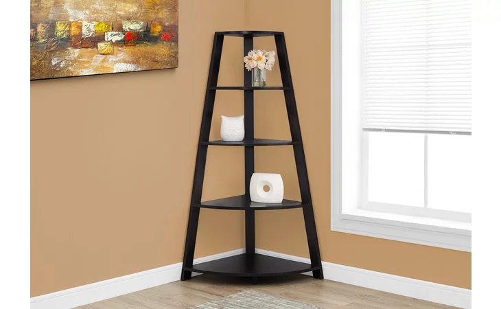 I2423 BOOKCASE - 60 H - ESPRESSO CORNER ACCENT ETAGERE MONARCH SPECIALTIES  I2423