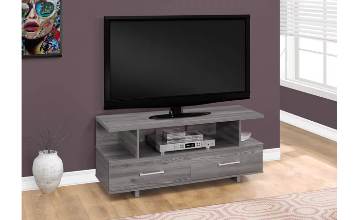 I2608 TV STAND - 48 L - GREY WITH 2 STORAGE DRAWERS MONARCH SPECIALTIES  I2608