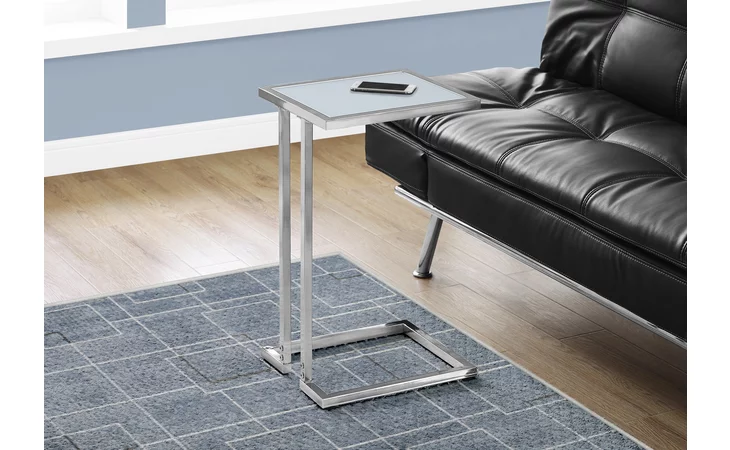 I3219  ACCENT TABLE - CHROME METAL WITH FROSTED TEMPERED GLASS