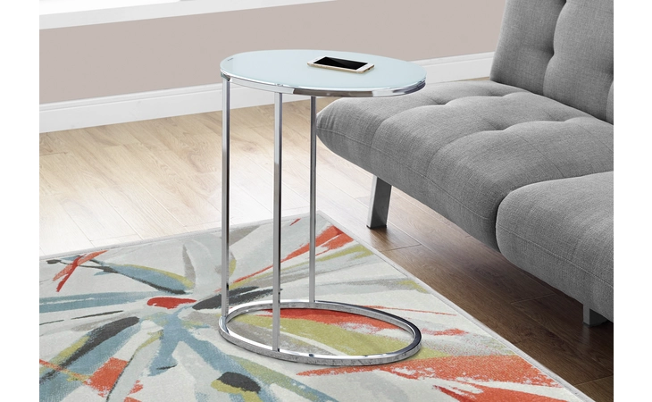 I3240  ACCENT TABLE - OVAL - CHROME - FROSTED TEMPERED GLASS