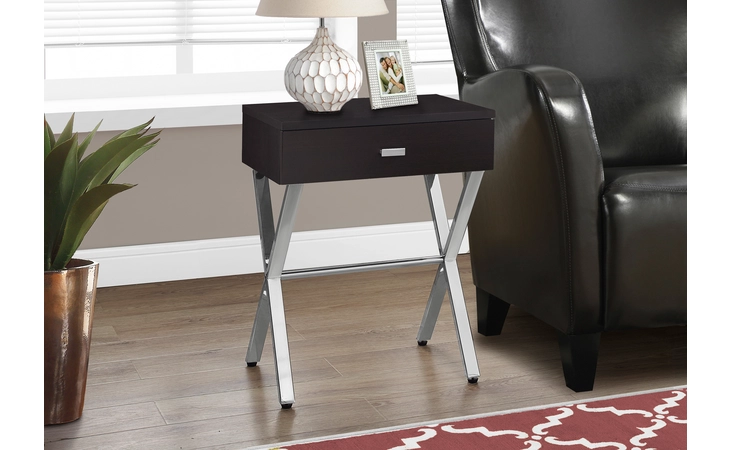 I3265 ACCENT TABLE - 24 H - ESPRESSO - CHROME METAL MONARCH SPECIALTIES  I3265