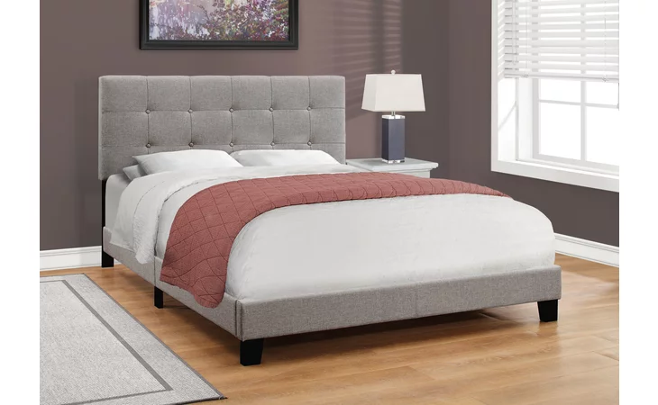 I5920Q BED - QUEEN SIZE / GREY LINEN MONARCH SPECIALTIES  I5920Q
