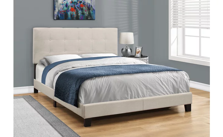 I5921Q BED - QUEEN SIZE / BEIGE LINEN MONARCH SPECIALTIES  I5921Q