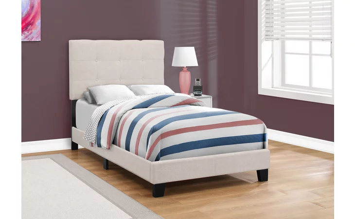 I5921T BED - TWIN SIZE / BEIGE LINEN MONARCH SPECIALTIES  I5921T