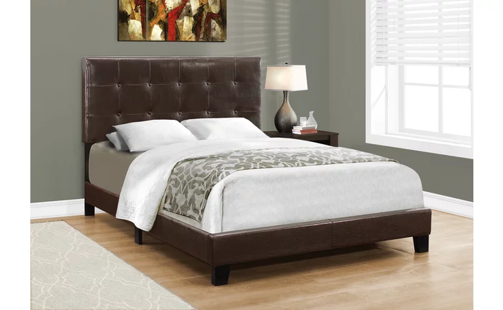 I5922F BED - FULL SIZE / DARK BROWN LEATHER-LOOK MONARCH SPECIALTIES  I5922F