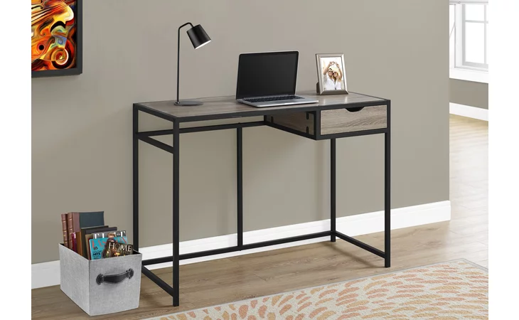 I7221  COMPUTER DESK - 42 L - DARK TAUPE - BLACK METAL