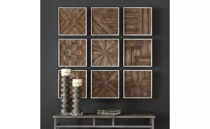 04115 BRYNDLE SQUARES WOOD WALL DECOR, S/9 UTTERMOST  04115