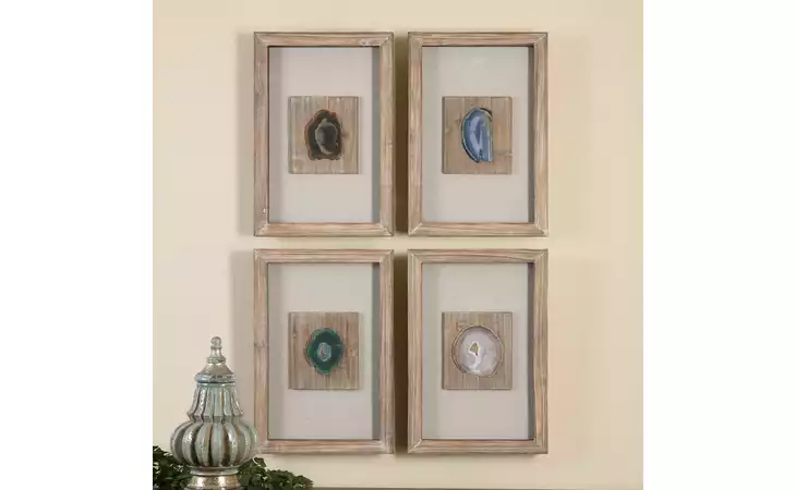 14499  AGATE STONE SHADOW BOXES, S/4