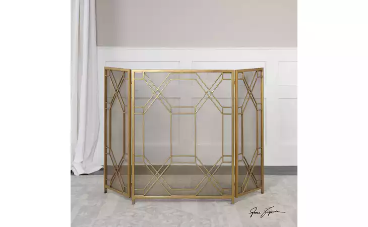 18707 ROSEN FIREPLACE SCREEN, GOLD UTTERMOST  18707