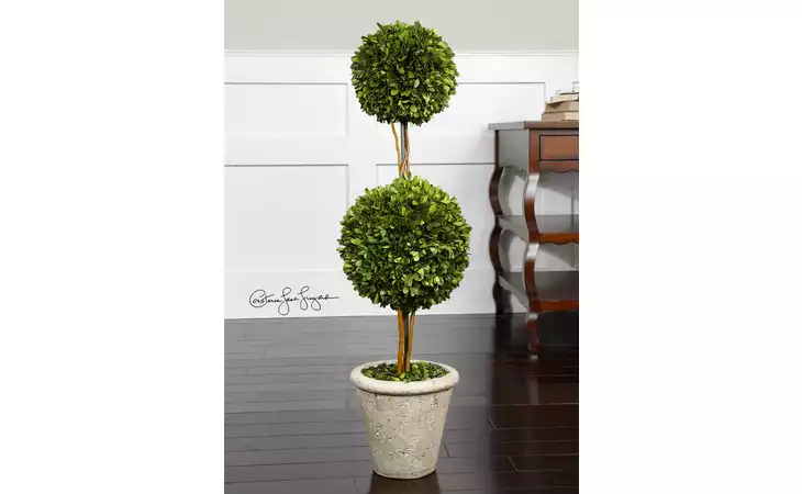 60106  PRESERVED BOXWOOD TWO SPHERE TOPIARY