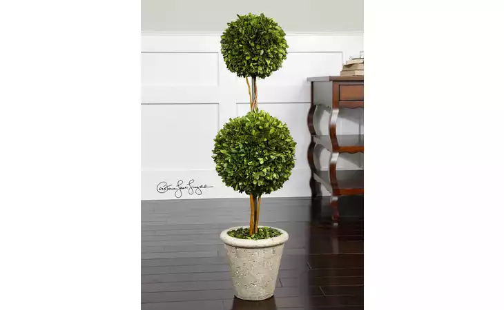 60106 PRESERVED BOXWOOD TWO SPHERE TOPIARY UTTERMOST  60106