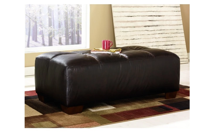 4150008 Leather OVERSIZED ACCENT OTTOMAN-STATIONARY LEATHER-HARRINGTON - CHOCOLATE