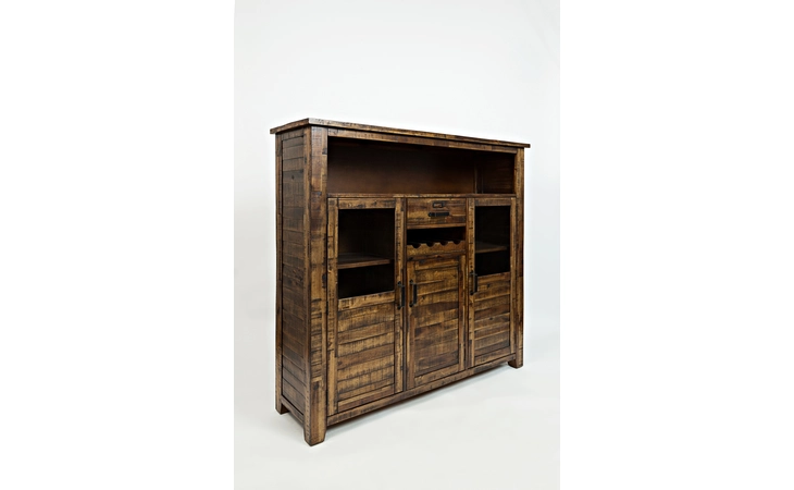 WINE CABINET W/5 DRAWERS, 2 CABINET DOORS W/GLASS INSERT- ASSEMBLED CANNON VALLEY COLLECTION JOFRAN CANNON VALLEY COLLECTION  1511-89