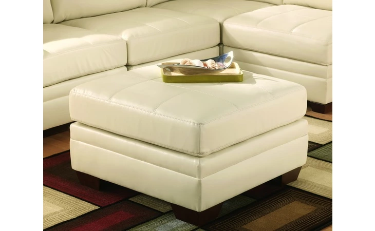 Leather OVERSIZED ACCENT OTTOMAN-STATIONARY LEATHER-DURABLEND - IVORY ASHLEY  1890208